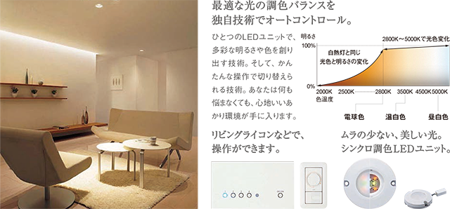 最適な光の調色バランスを独自技術でオートコントロール。