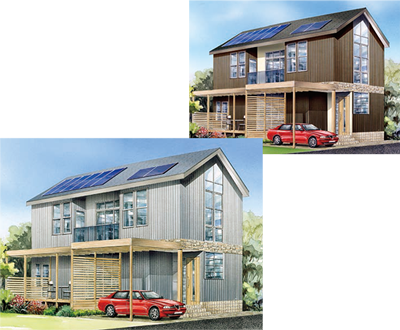 外観は2カラーの外装プランを提案しています。お好みの色をお選びください。